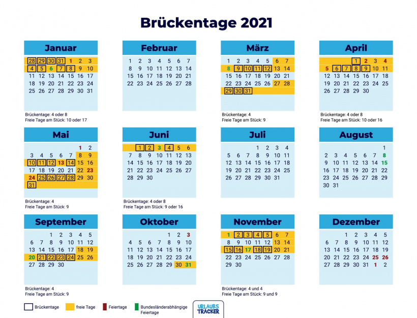 Alle Brückentage 2021 auf einen Blick Alle Brückentage 2021 auf einen Blick